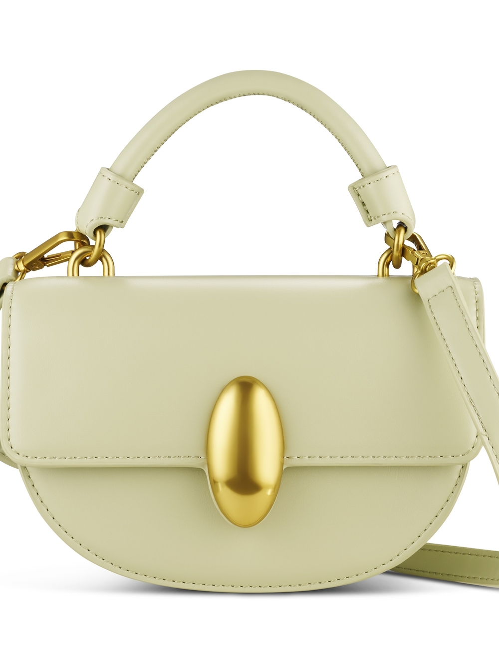 Women's Cream Top-Handle Leather Crossbody Bag. Pistachio